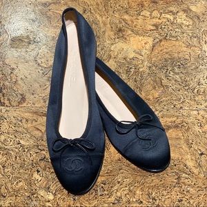 Chanel Satin Tie Bow Ballet Flats